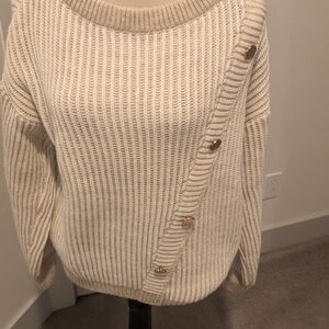 Elegant Beige Button-Detail Sweater